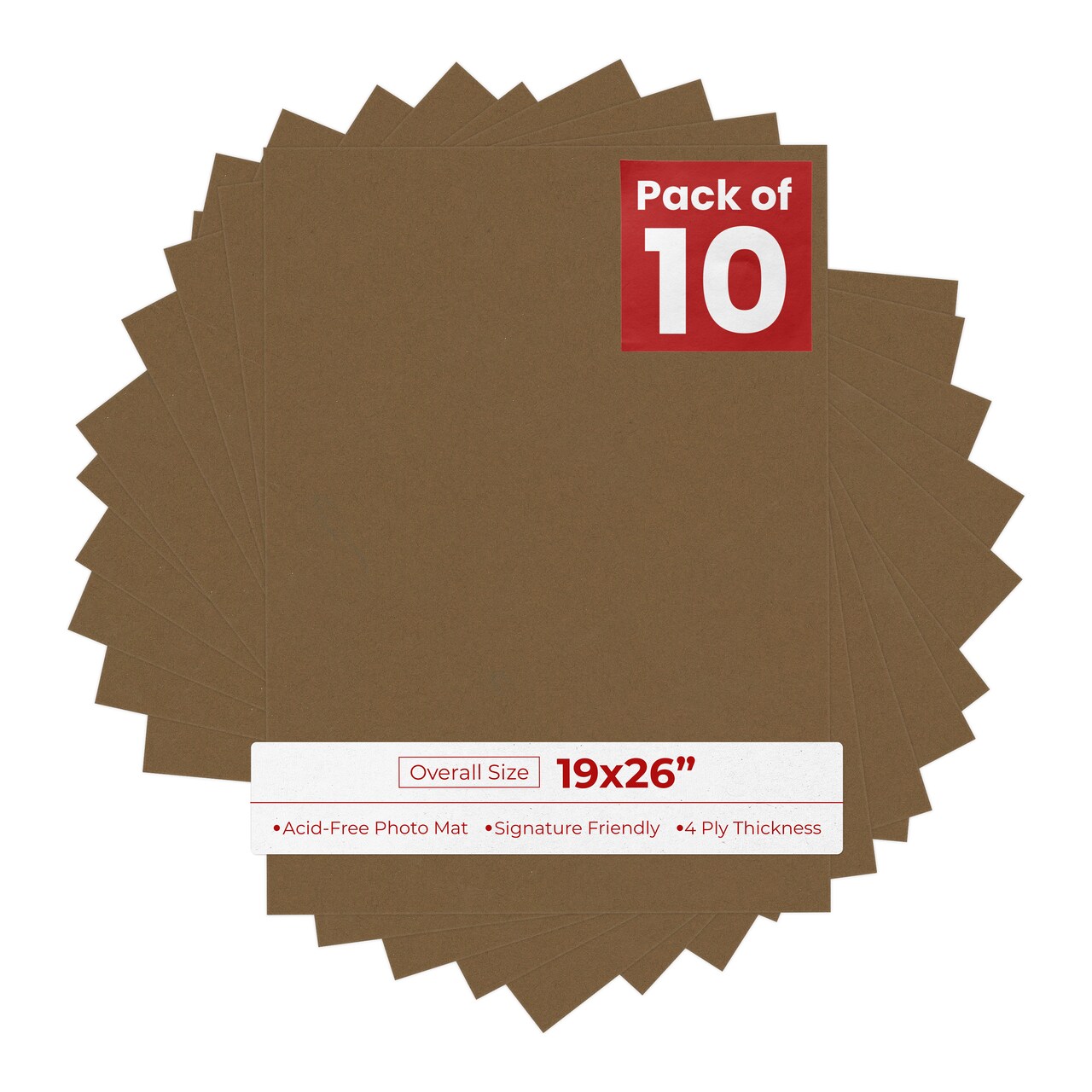 Aged Oak Brown 19x26 Uncut Mat Board - Blank Sheets, No Opening